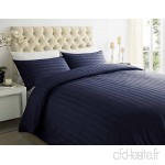 textile Online T250 de qualité hôtelière Satin rayé Parure de lit housse de couette avec Taie d'oreiller de couleur bleu marine  King - B0189F6N4O
